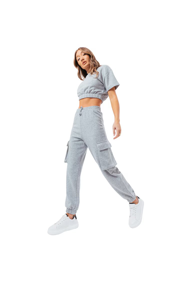 Justhype Pantaloni - Sweat Crop T-Shirt-Cargo Joggers LABON004 - Gri - Gri
