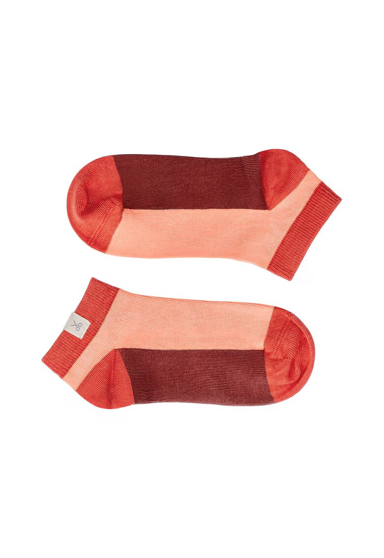 KAFT Set de sosete unisex pana la glezna - 2 perechi - Coral/Rosu inchis/Piersica