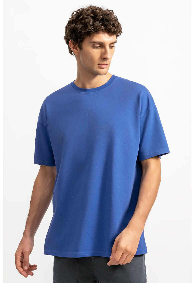 KAFT Tricou lejer unisex cu maneci cazute - Albastru inchis