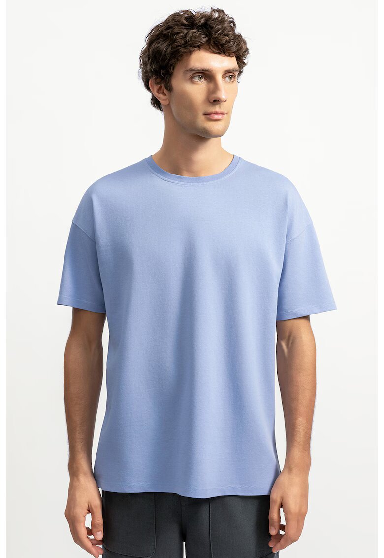 KAFT Tricou lejer unisex cu maneci cazute - Albastru pastel