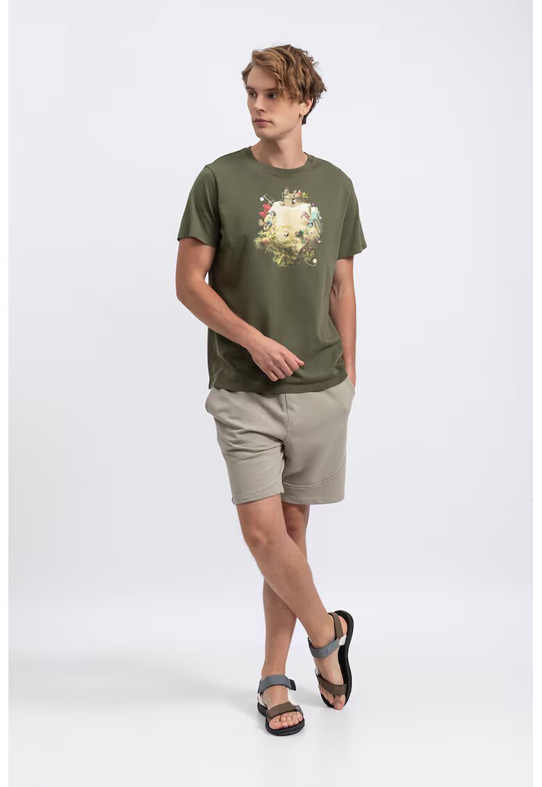 KAFT Tricou unisex cu imprimeu grafic - Kaki/Bej deschis