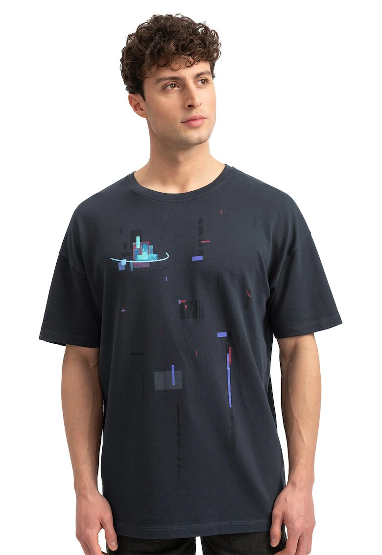 KAFT Tricou unisex de bumbac - Albastru pastel/Albastru ultramarin