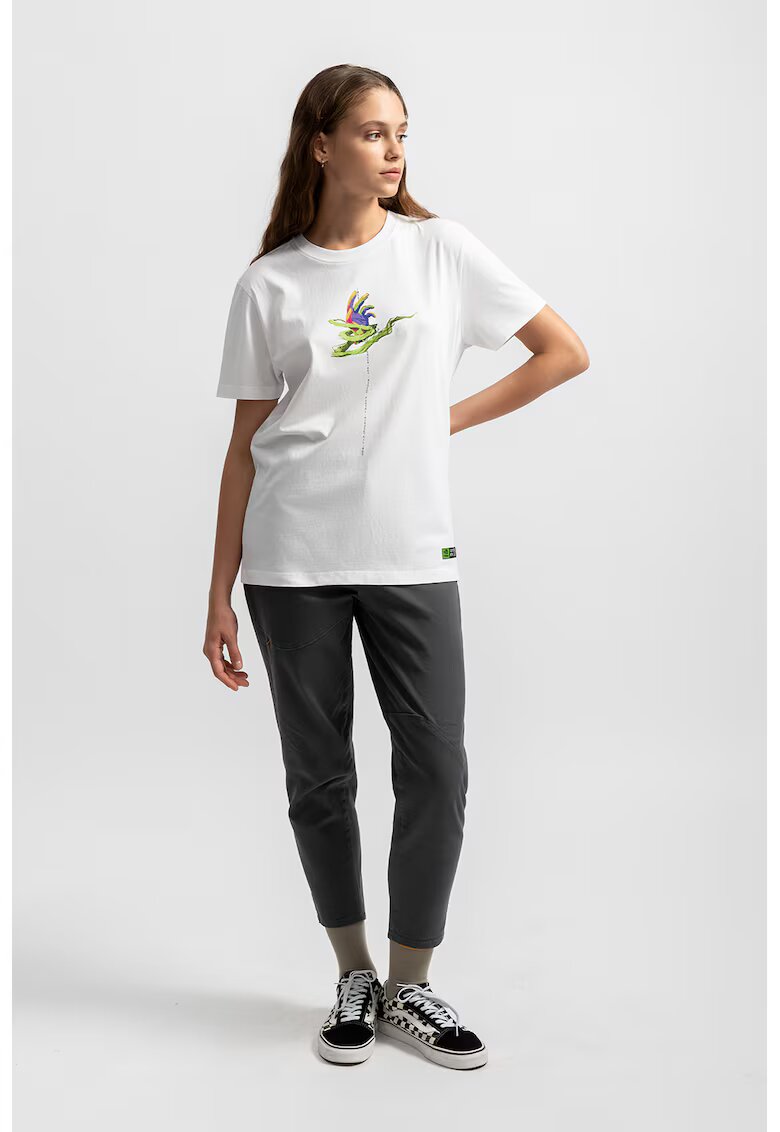 KAFT Tricou unisex de bumbac cu imprimeu - Verde/Alb murdar