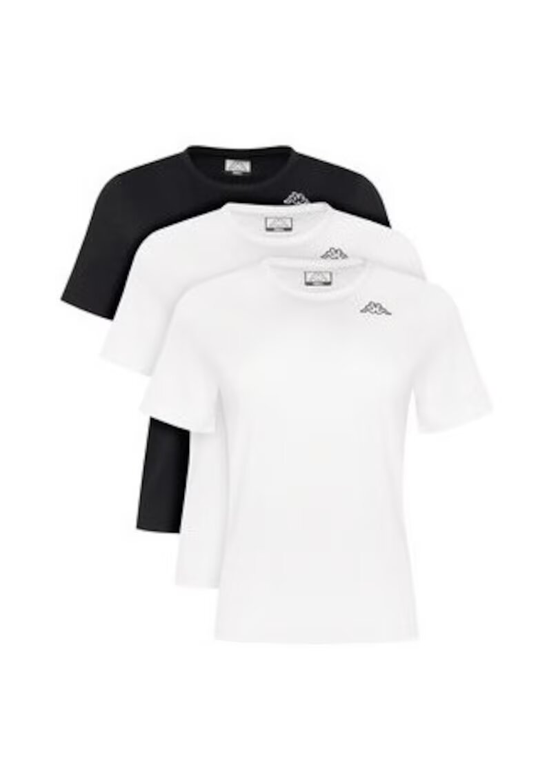 Kappa Set 3 tricouri dama - alb - negru - 100% bumbac