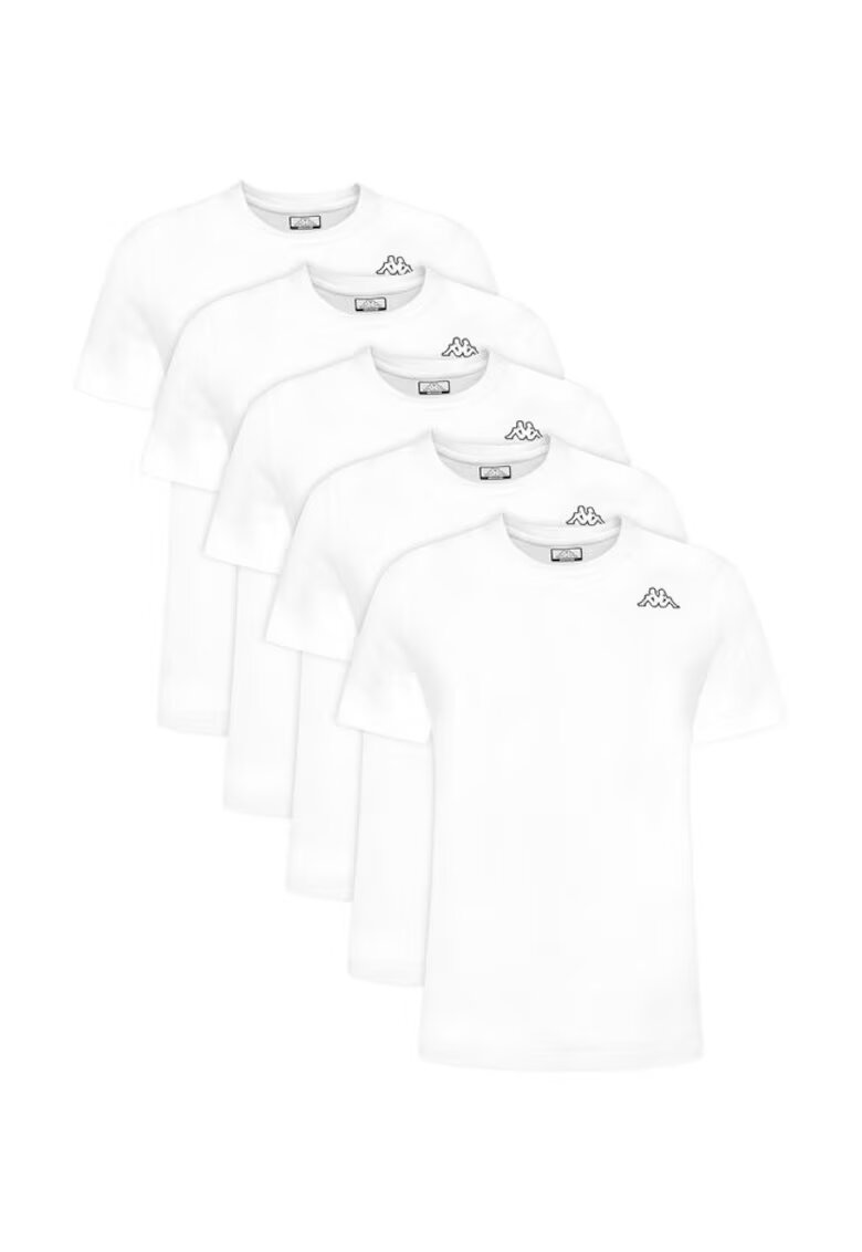 Kappa Set 5 tricouri barbati - alb - 100% bumbac