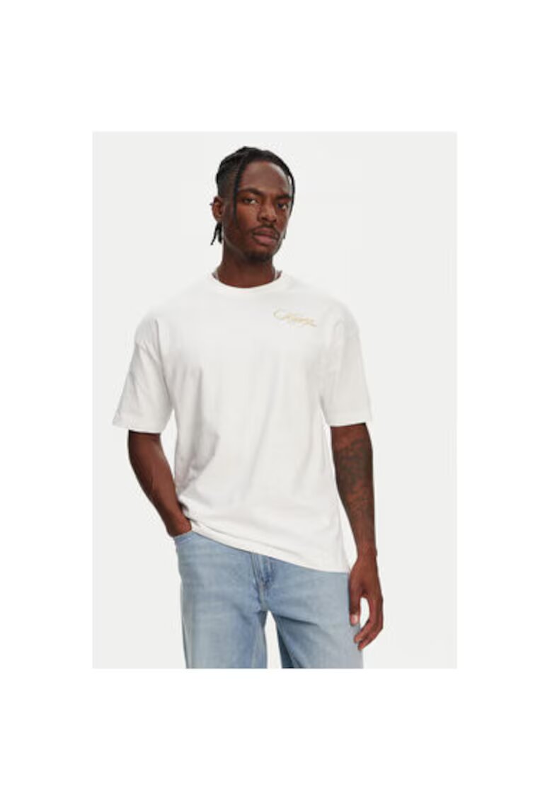 Kappa Tricou barbati 361Q6XW - Bumbac organic - Alb - Alb