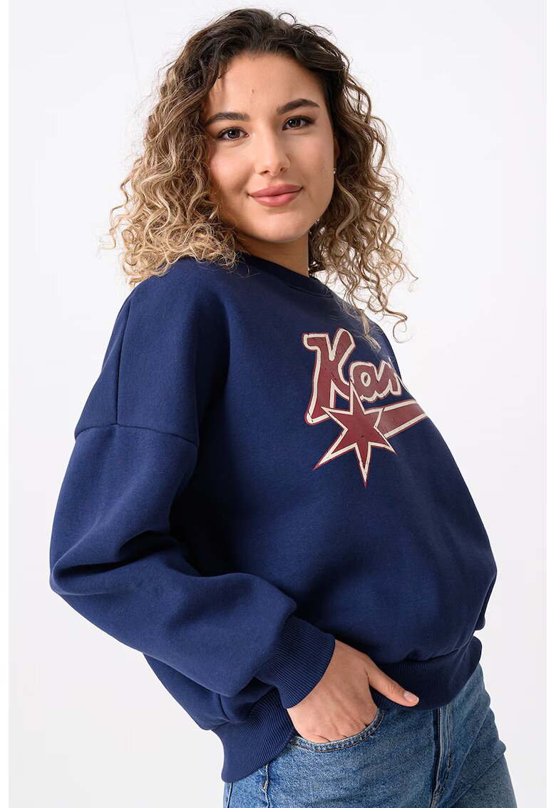 Karl Kani Bluza de trening lejera din amestec de bumbac cu logo - Rosu inchis/Bleumarin