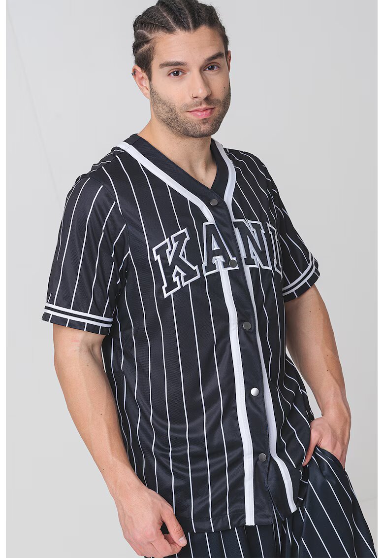 Karl Kani Camasa cu model si maneci scurte - Negru/Alb optic