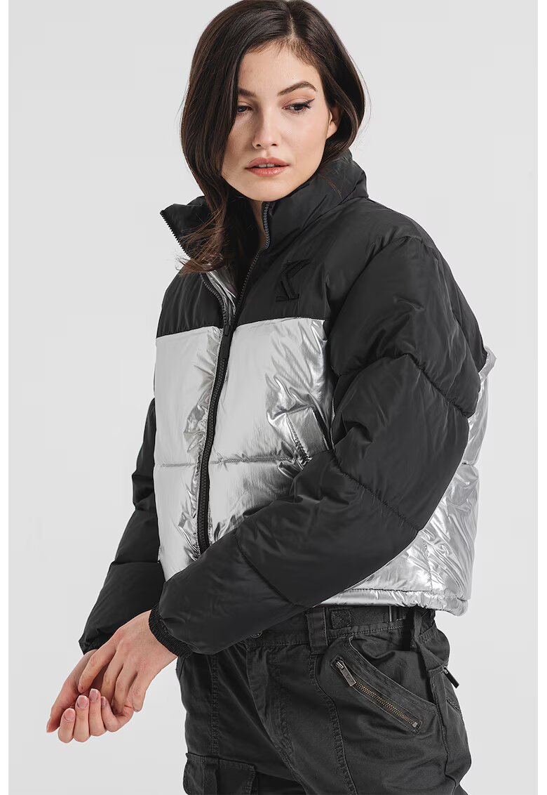 Karl Kani Geaca crop - Negru/Argintiu