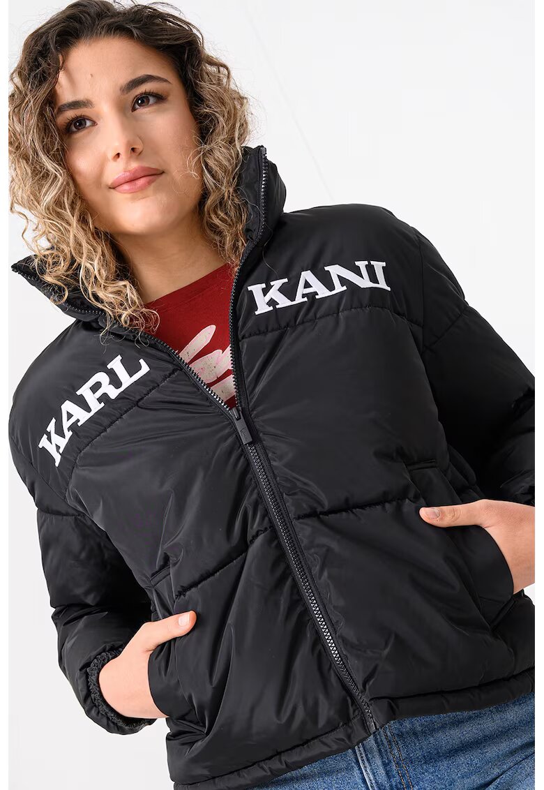 Karl Kani Geaca cu logo si fermoar - Alb/Negru