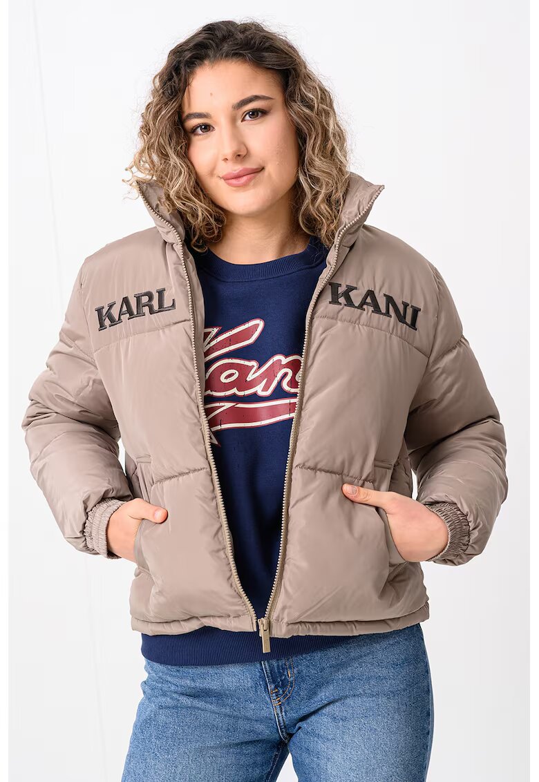 Karl Kani Geaca cu logo si fermoar - Maro nisip