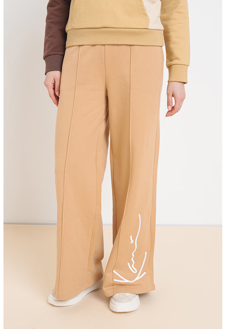 Karl Kani Pantaloni lungi de bumbac cu banda cu snur in talie - Bej