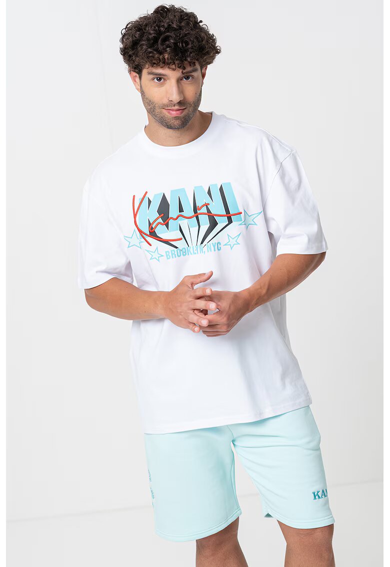 Karl Kani Tricou cu imprimeu logo - Alb/Albastru glaciar