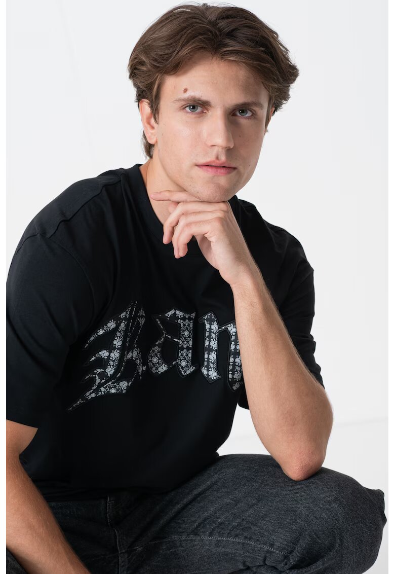 Karl Kani Tricou cu imprimeu logo - Alb/Negru/Negru stins