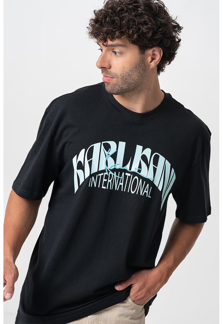 Karl Kani Tricou cu imprimeu logo - Negru/Albastru glaciar