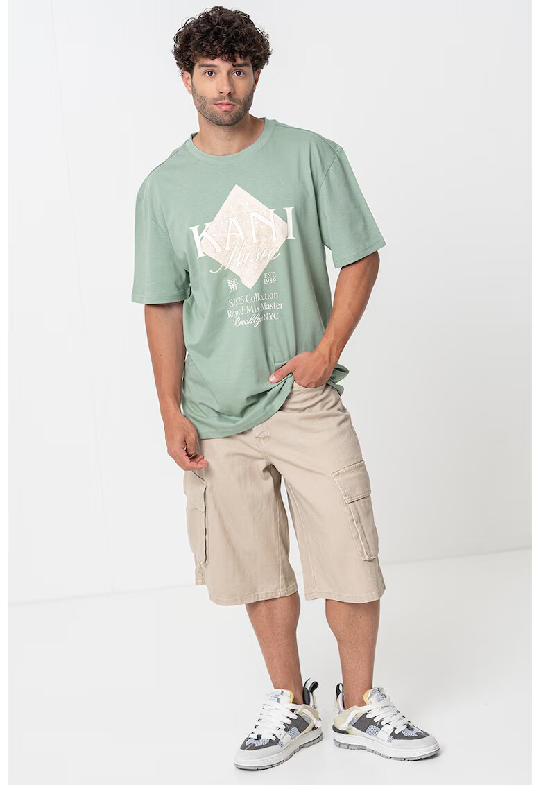 Karl Kani Tricou cu imprimeu logo - Verde deschis/Bej deschis