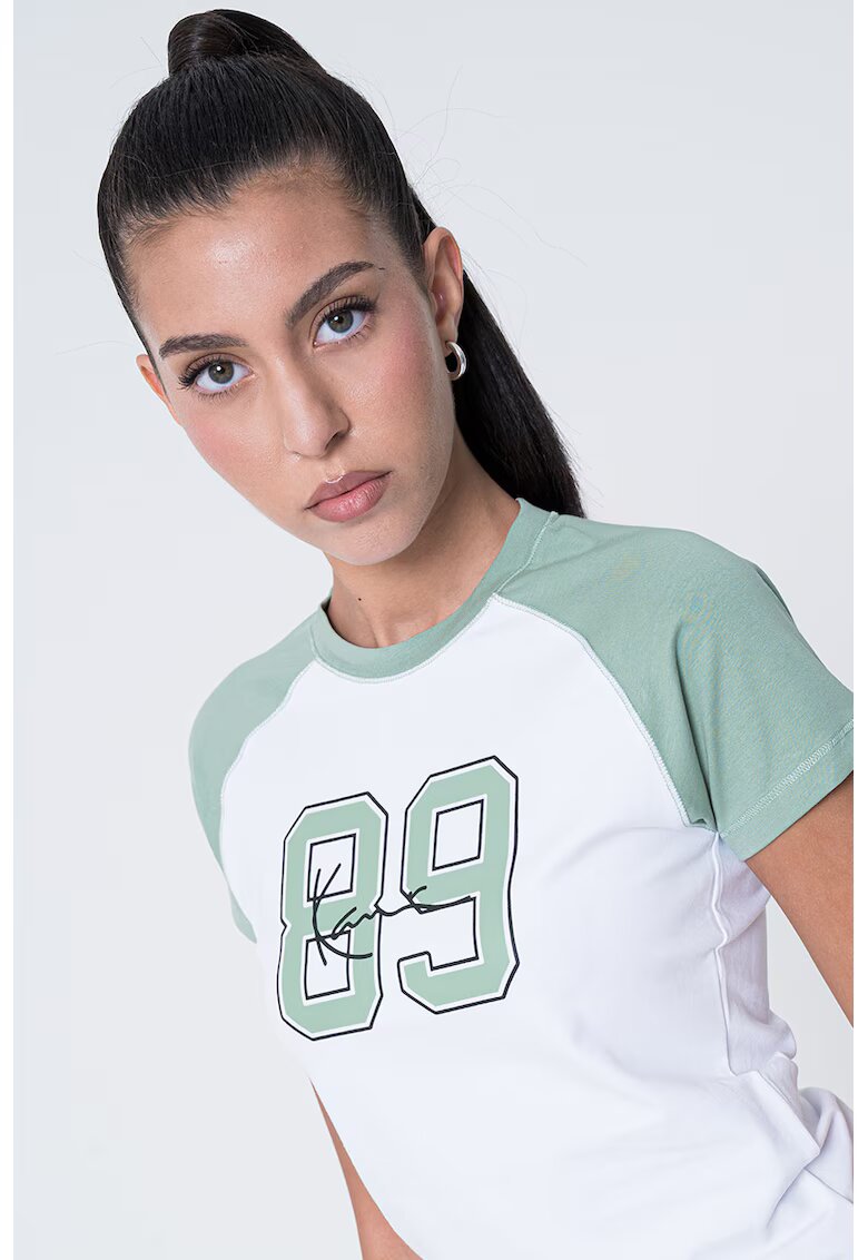 Karl Kani Tricou cu maneci raglan - Alb/Verde feriga