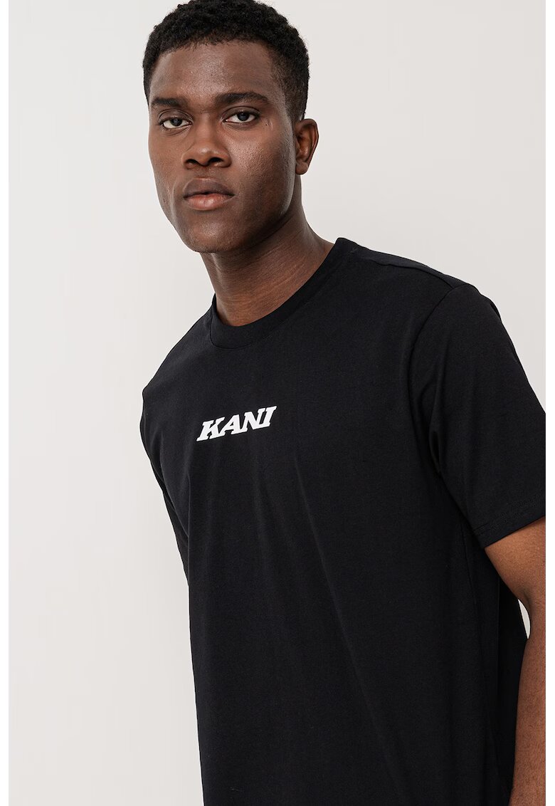 Karl Kani Tricou de bumbac cu decolteu la baza gatului - Alb/Negru/Galben