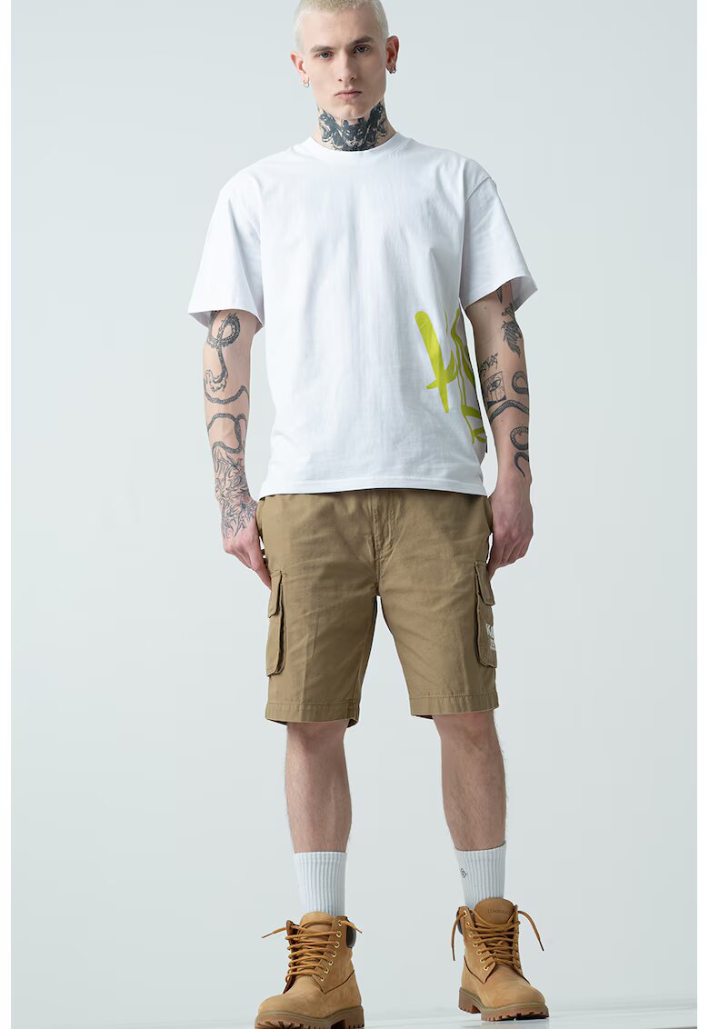 Karl Kani Tricou de bumbac cu imprimeu logo - Alb/Verde lime