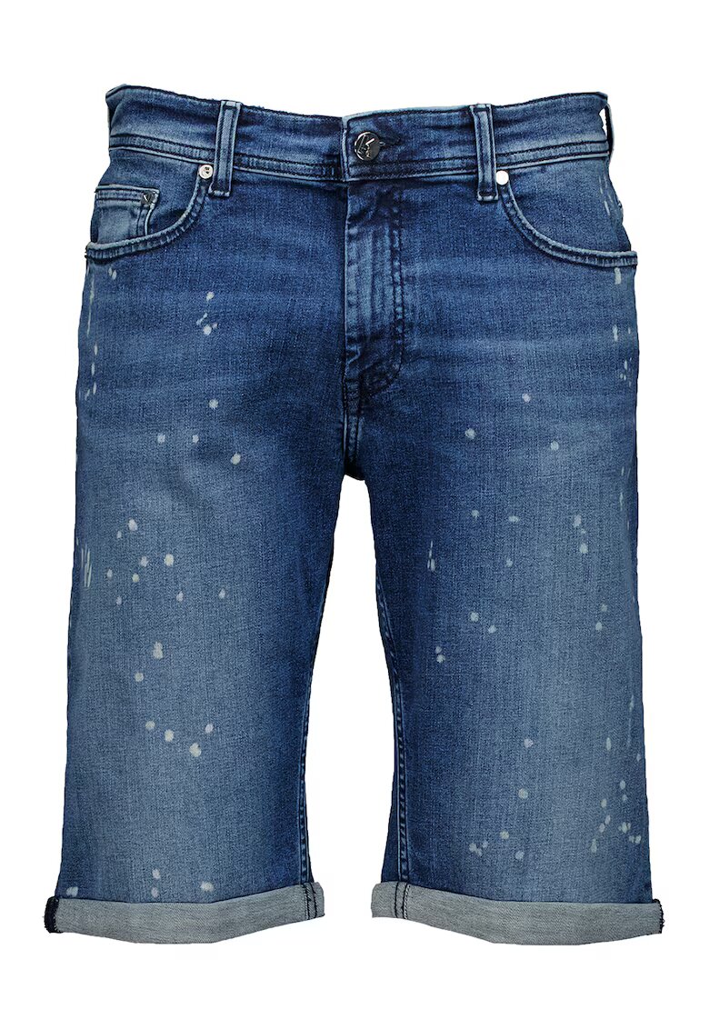 Karl Lagerfeld Bermude de denim cu aspect deteriorat - Albastru inchis
