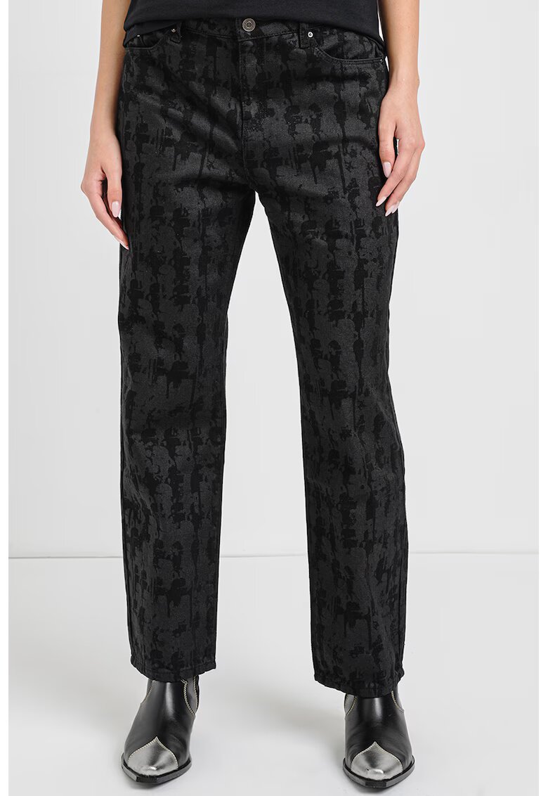 Karl Lagerfeld Blugi mom fit cu model - Negru