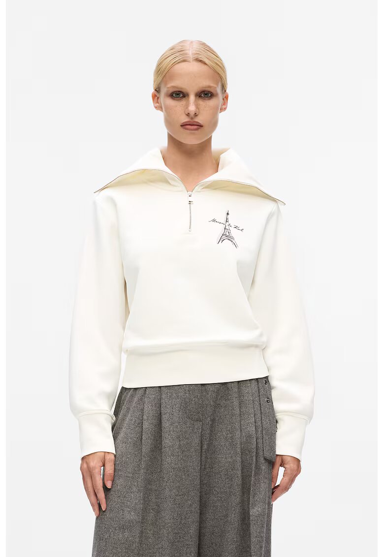 Karl Lagerfeld Bluza de trening cu fenta cu fermoar - Alb/Negru/Lila