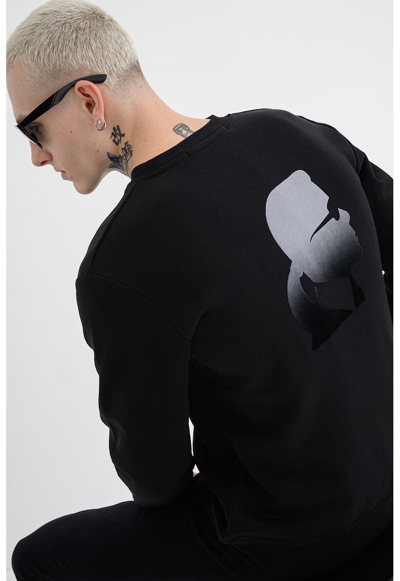 Karl Lagerfeld Bluza de trening cu imprimeu logo - Negru/Gri