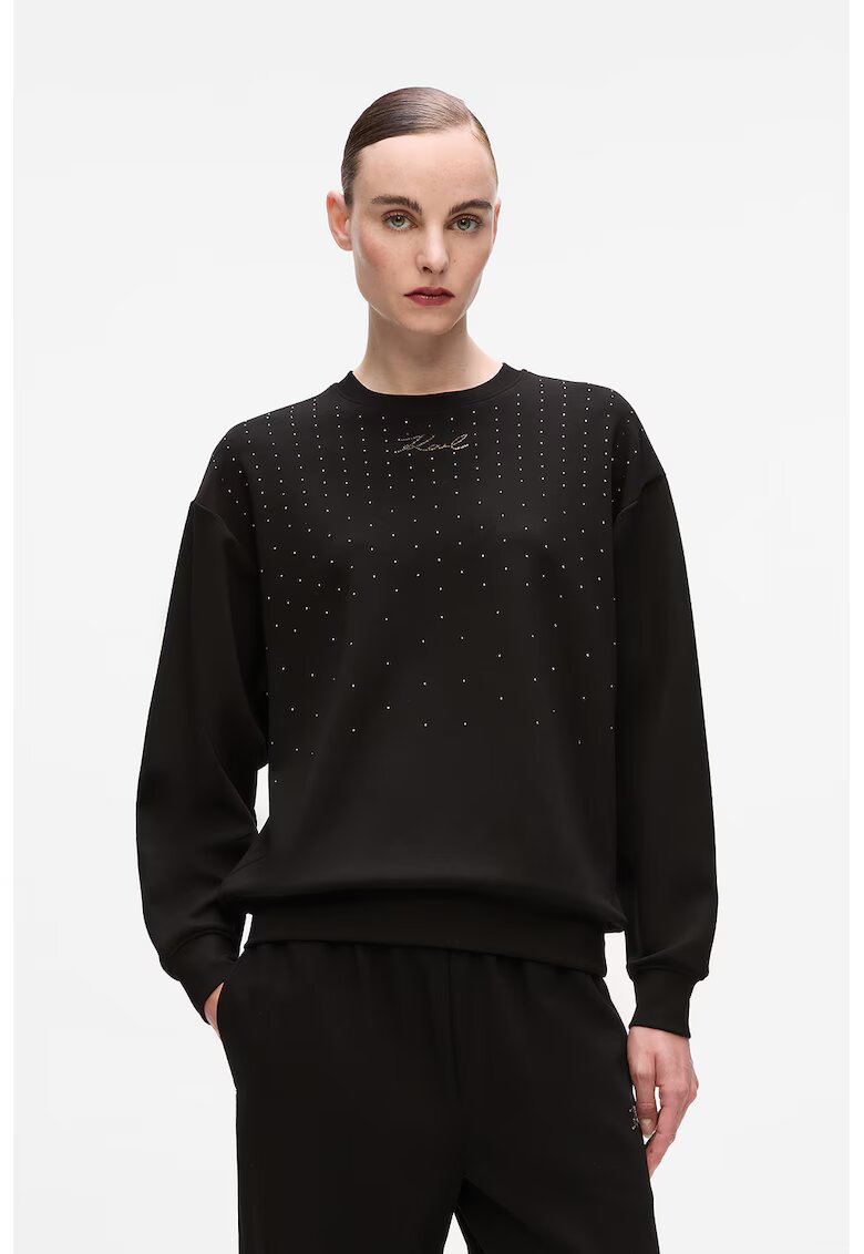 Karl Lagerfeld Bluza de trening cu nituri - Negru