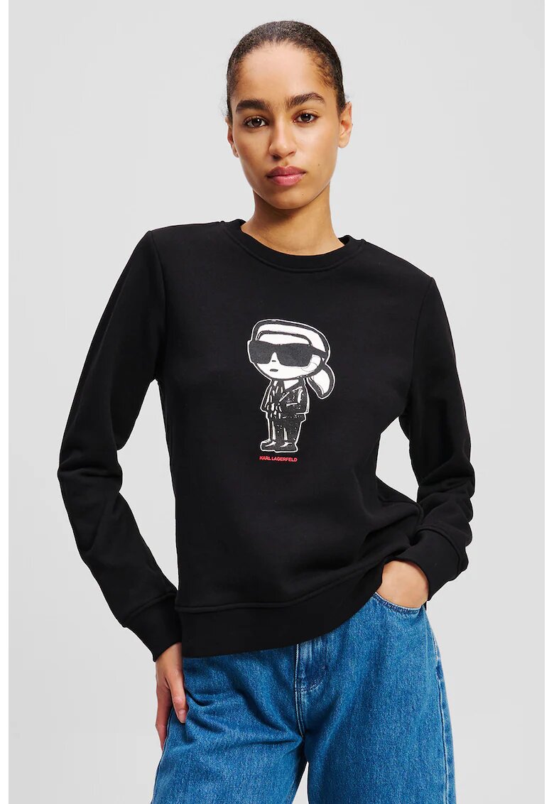 Karl Lagerfeld Bluza de trening din bumbac organic cu immprimeu logo - Negru