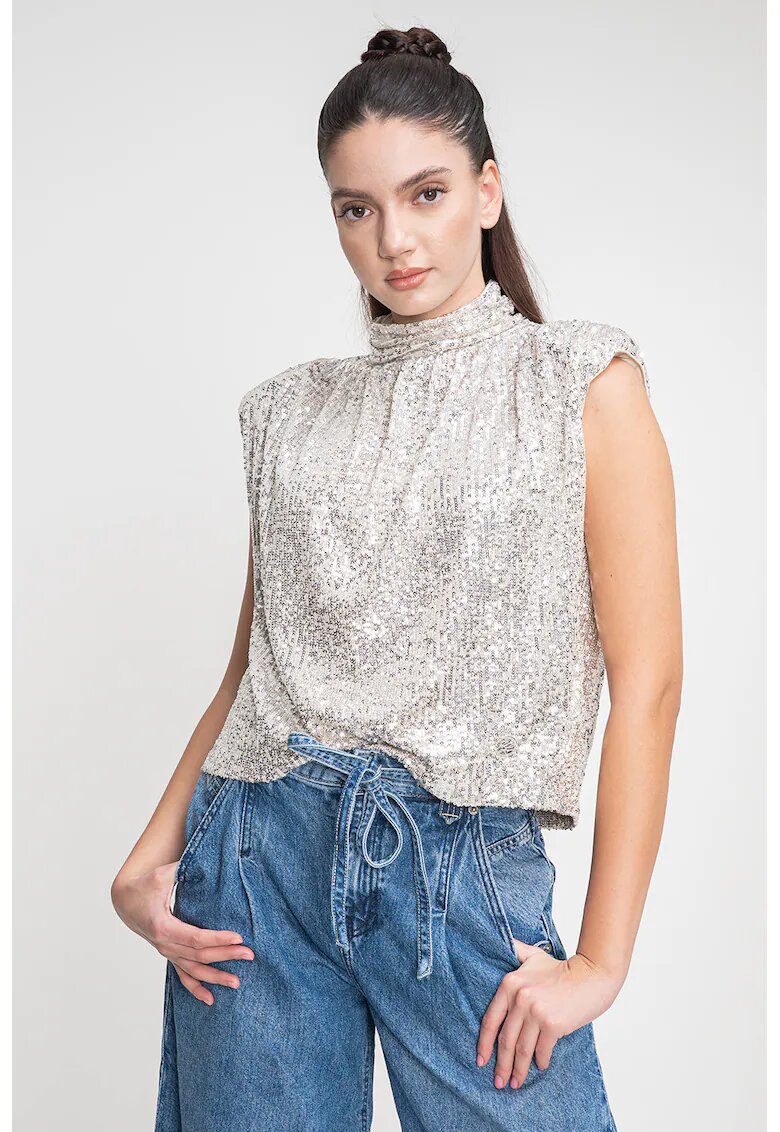 Karl Lagerfeld Bluza lejera cu paiete - Auriu