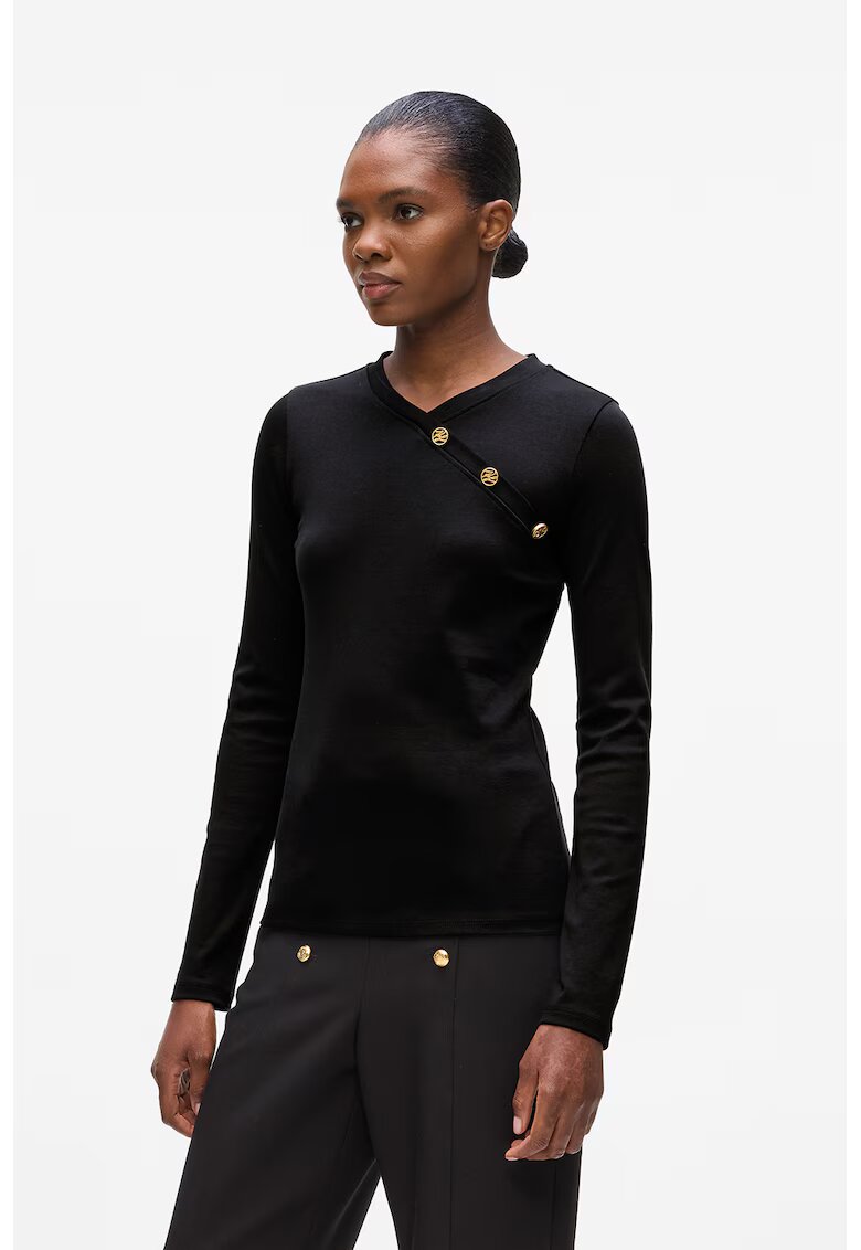 Karl Lagerfeld Bluza slim fit din bumbac organic - Negru