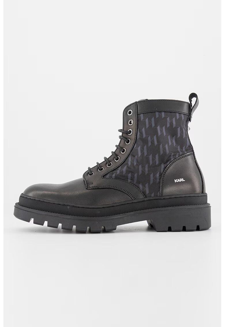 Karl Lagerfeld Bocanci de piele cu model - Negru