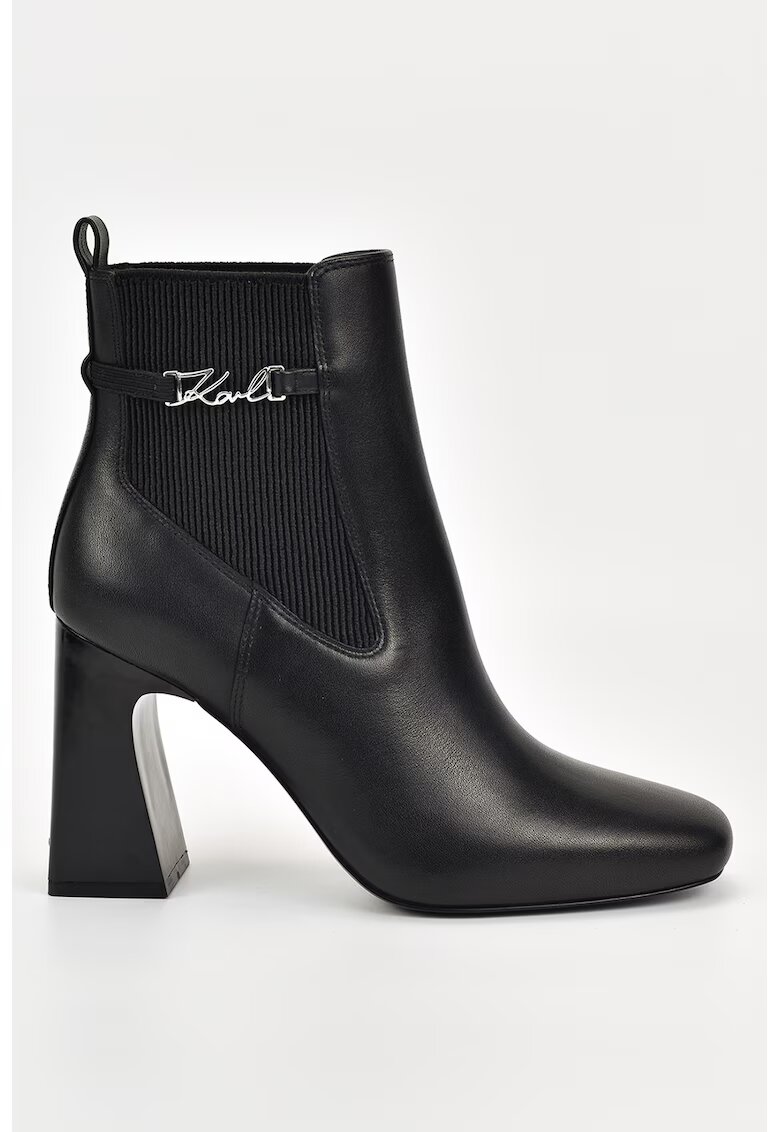 Karl Lagerfeld Botine Chelsea cu toc masiv - Negru
