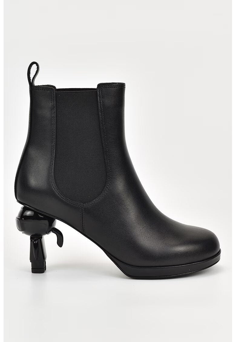 Karl Lagerfeld Botine Chelsea cu toc sculptural - Negru