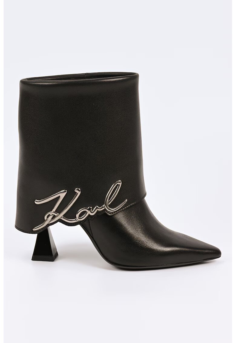 Karl Lagerfeld Botine din piele cu detalii logo - Negru