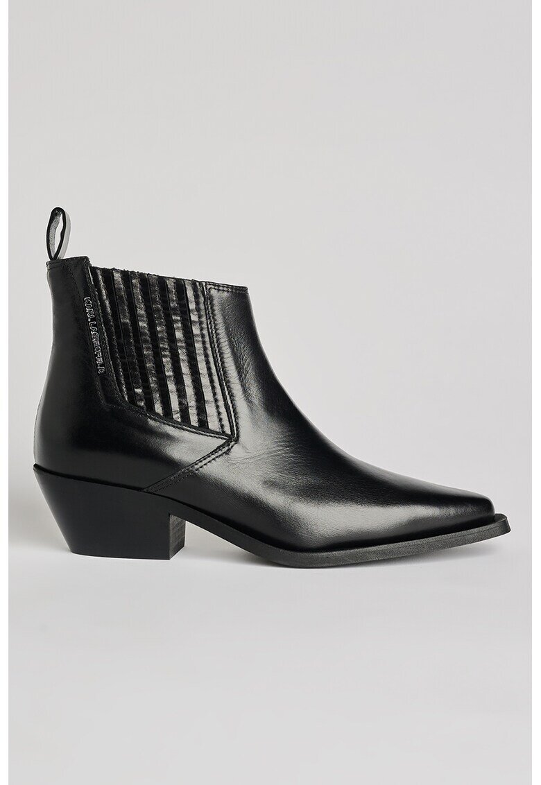 Karl Lagerfeld Botine din piele cu toc cubanez - Negru
