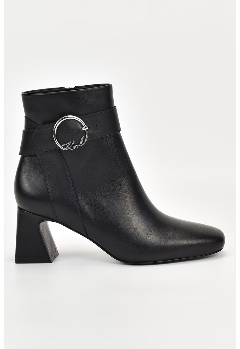 Karl Lagerfeld Botine din piele cu toc masiv - Negru