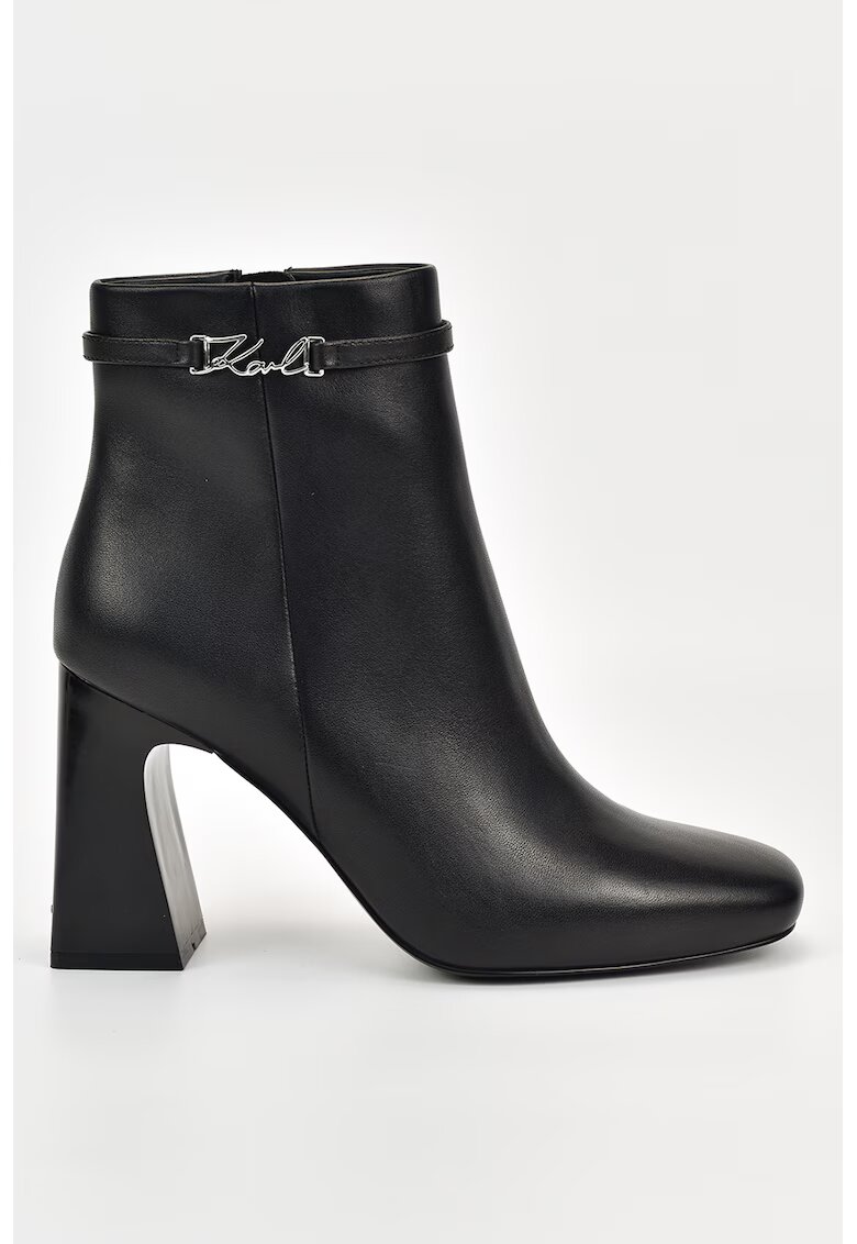 Karl Lagerfeld Botine din piele cu toc masiv - Negru