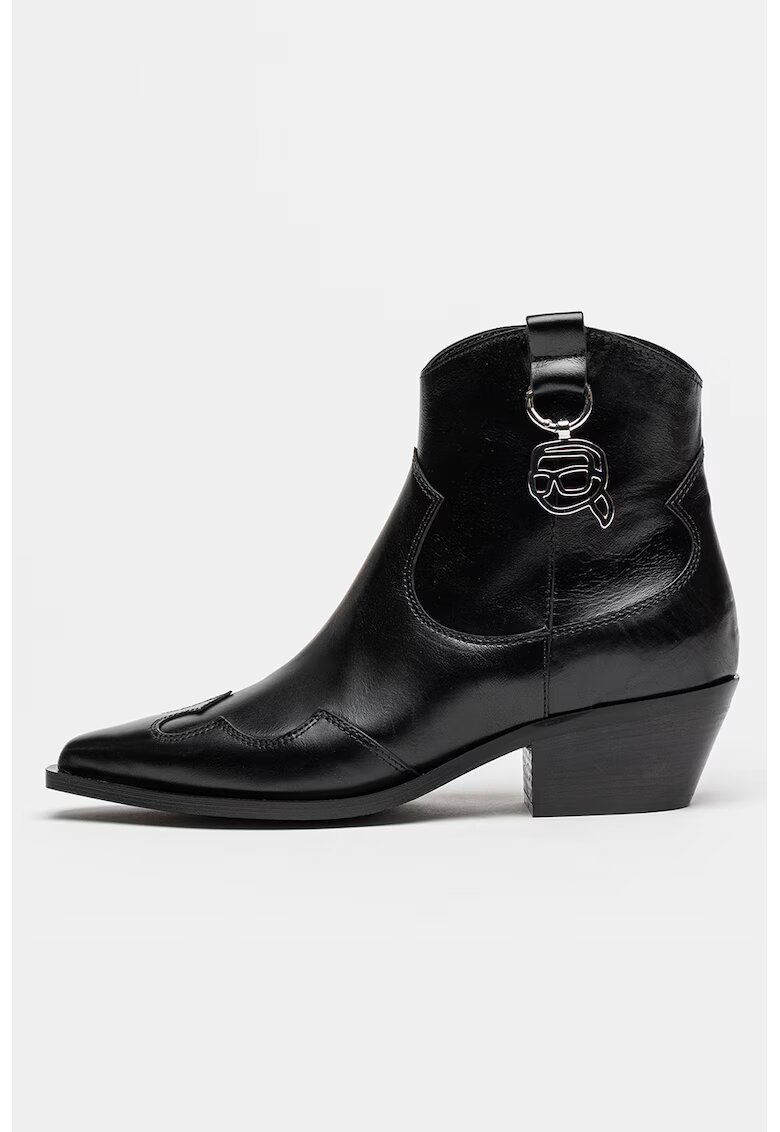Karl Lagerfeld Botine western din piele Kansas - Negru