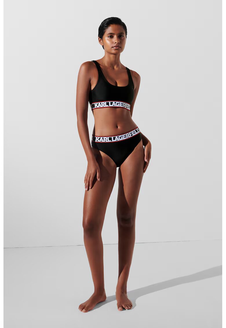 Karl Lagerfeld Bustiera de baie cu imprimeu logo - Negru
