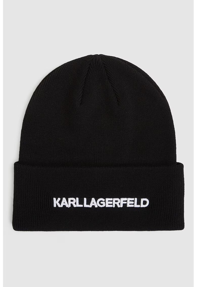 Karl Lagerfeld Caciula cu broderie logo - Negru/Alb optic