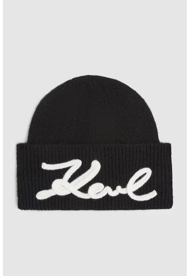 Karl Lagerfeld Caciula cu logo din tricot - Negru