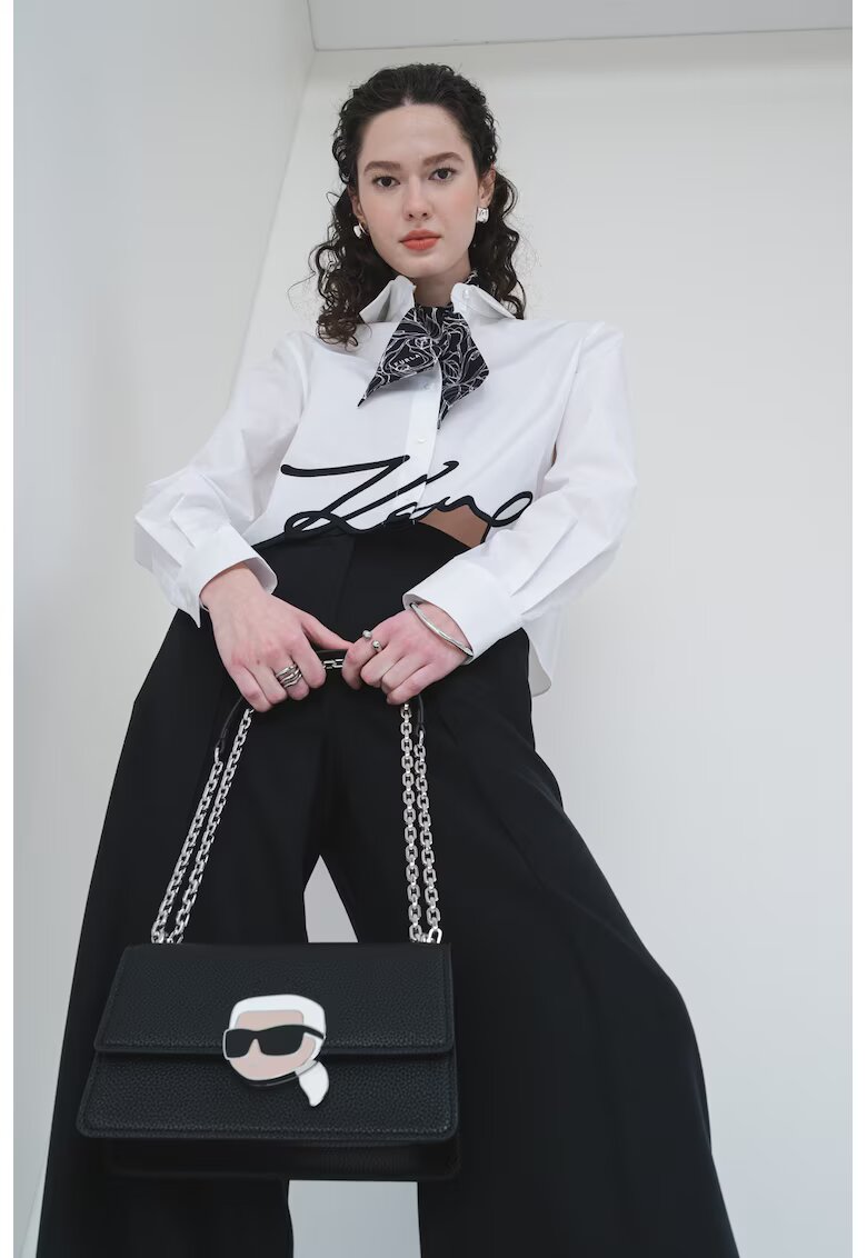 Karl Lagerfeld Camasa de bumbac organic cu model logo - Alb