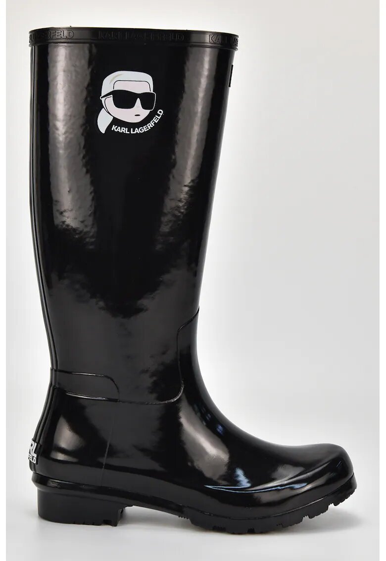 Karl Lagerfeld Cizme de ploaie cu aspect lacuit - Negru