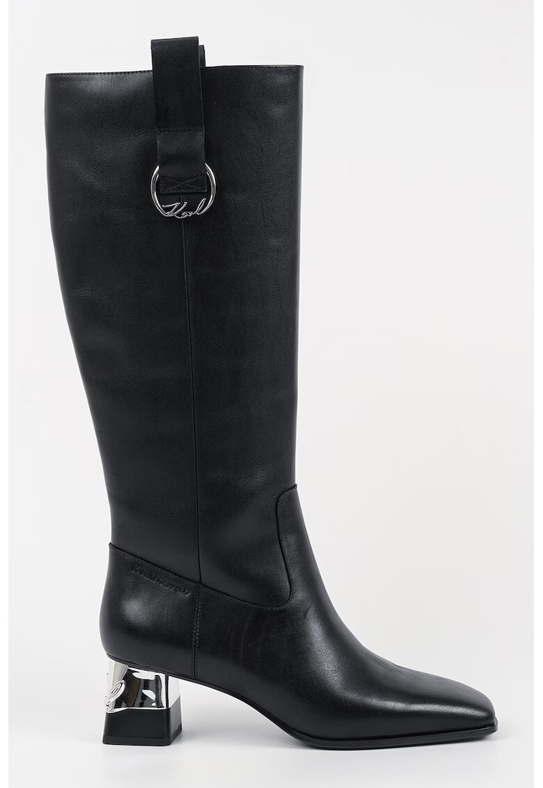 Karl Lagerfeld Cizme lungi pull-on din piele - Negru