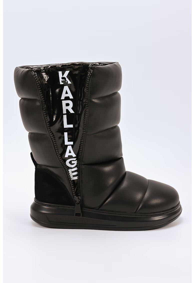 Karl Lagerfeld Cizme medii matlasate cu garnituri de piele - Negru