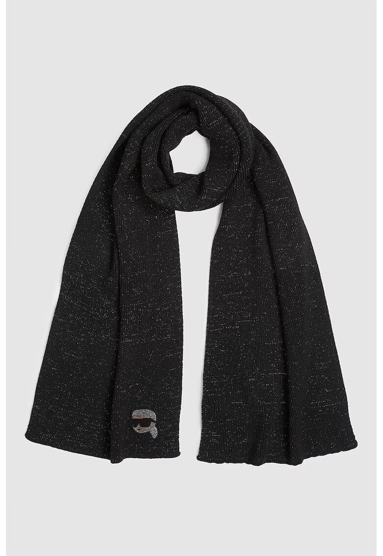Karl Lagerfeld Fular cu aspect stralucitor - Negru melange