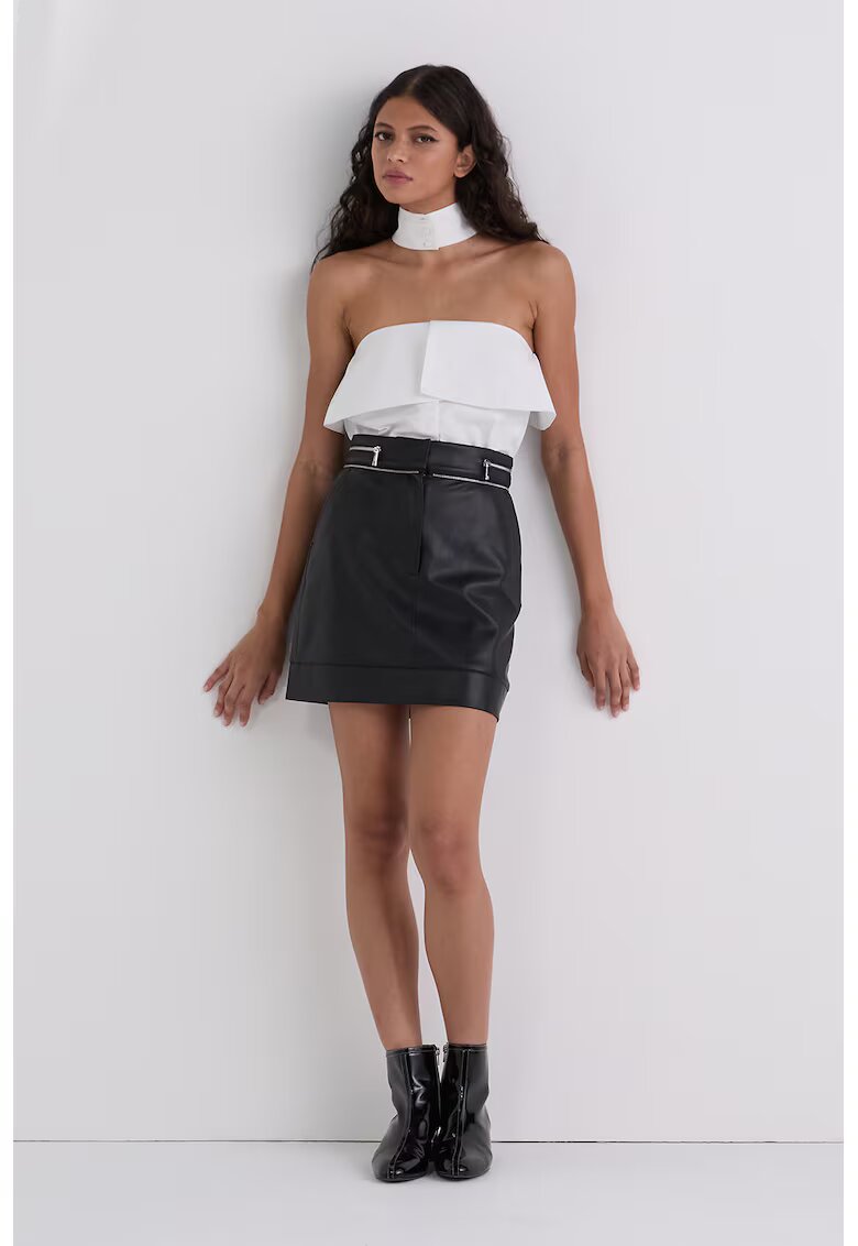 Karl Lagerfeld Fusta mini din piele ecologica - Negru