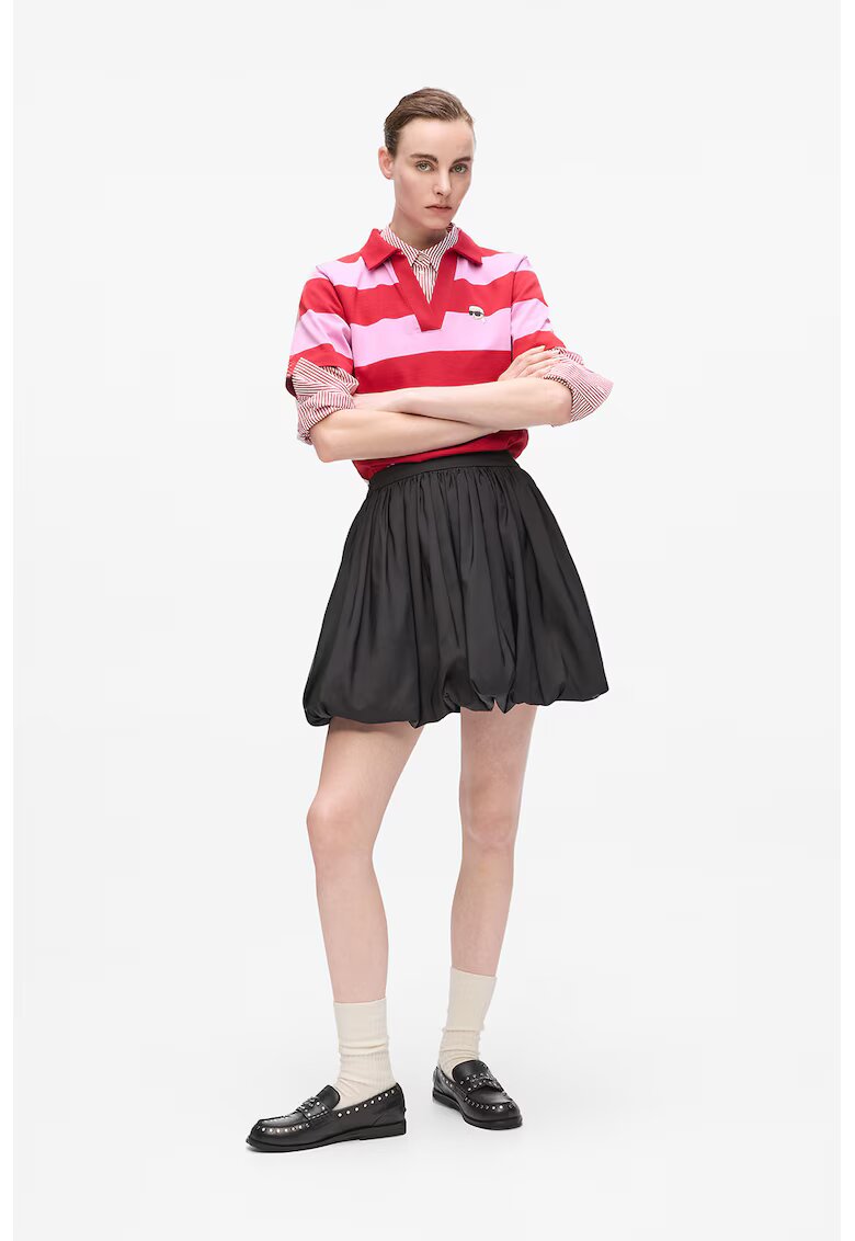 Karl Lagerfeld Fusta mini evazata cu talie elastica - Negru