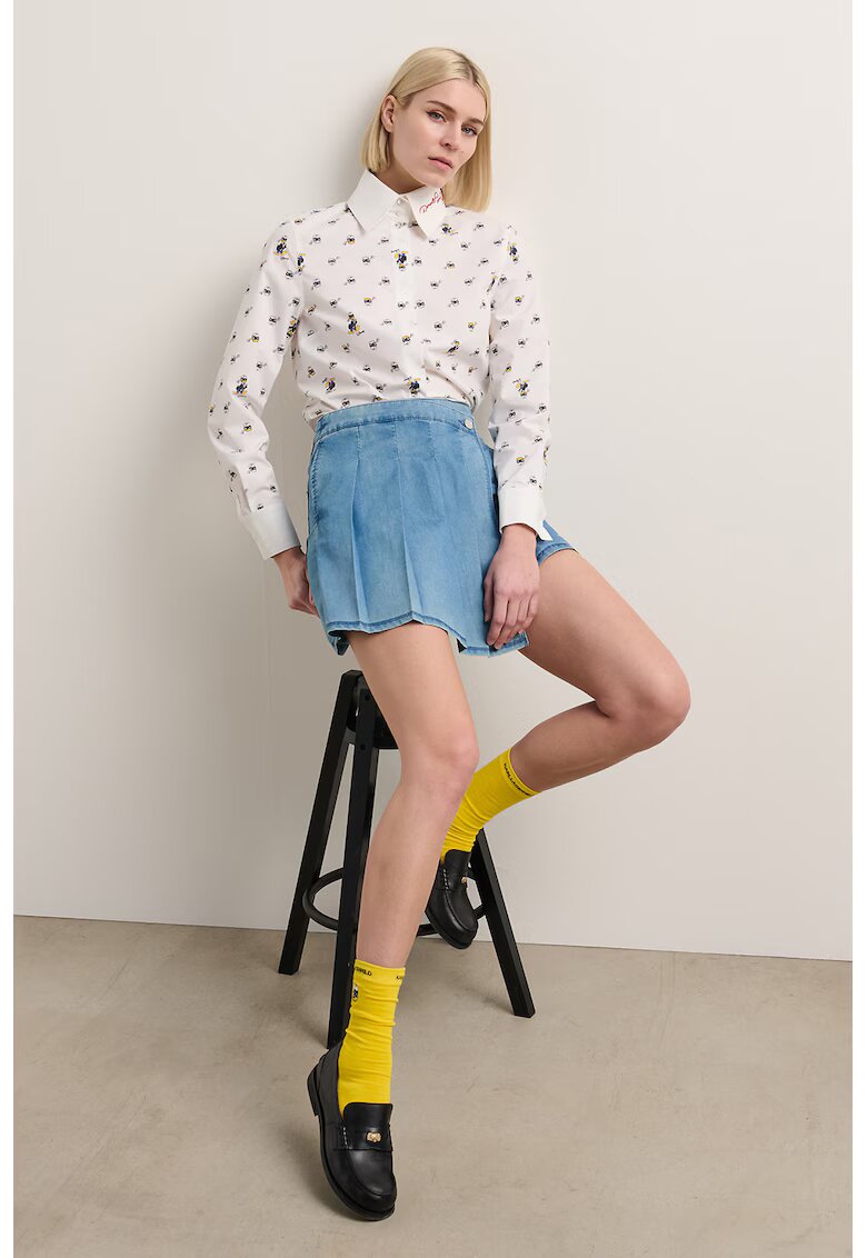 Karl Lagerfeld Fusta-pantalon din denim cu buzunare - Albastru pastel